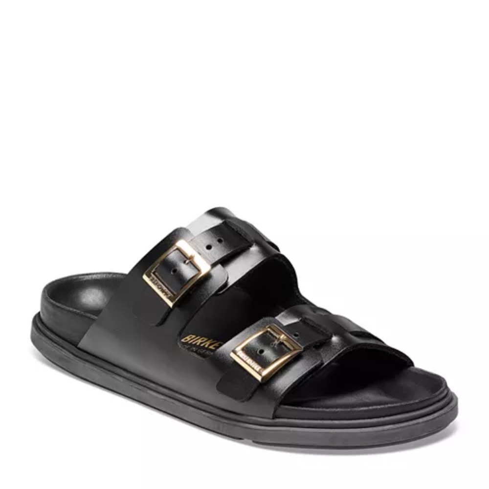 Birkenstock St Barth’s Black Leather Slide Sandals